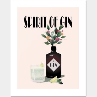 Gin Illustration | Gin Bottle with Flowers | For Gin Lovers Posters and Art